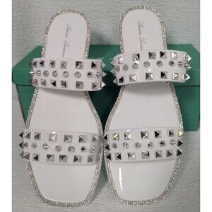 Lauren Larraine - Studley - White Flat Sandals - Size 10